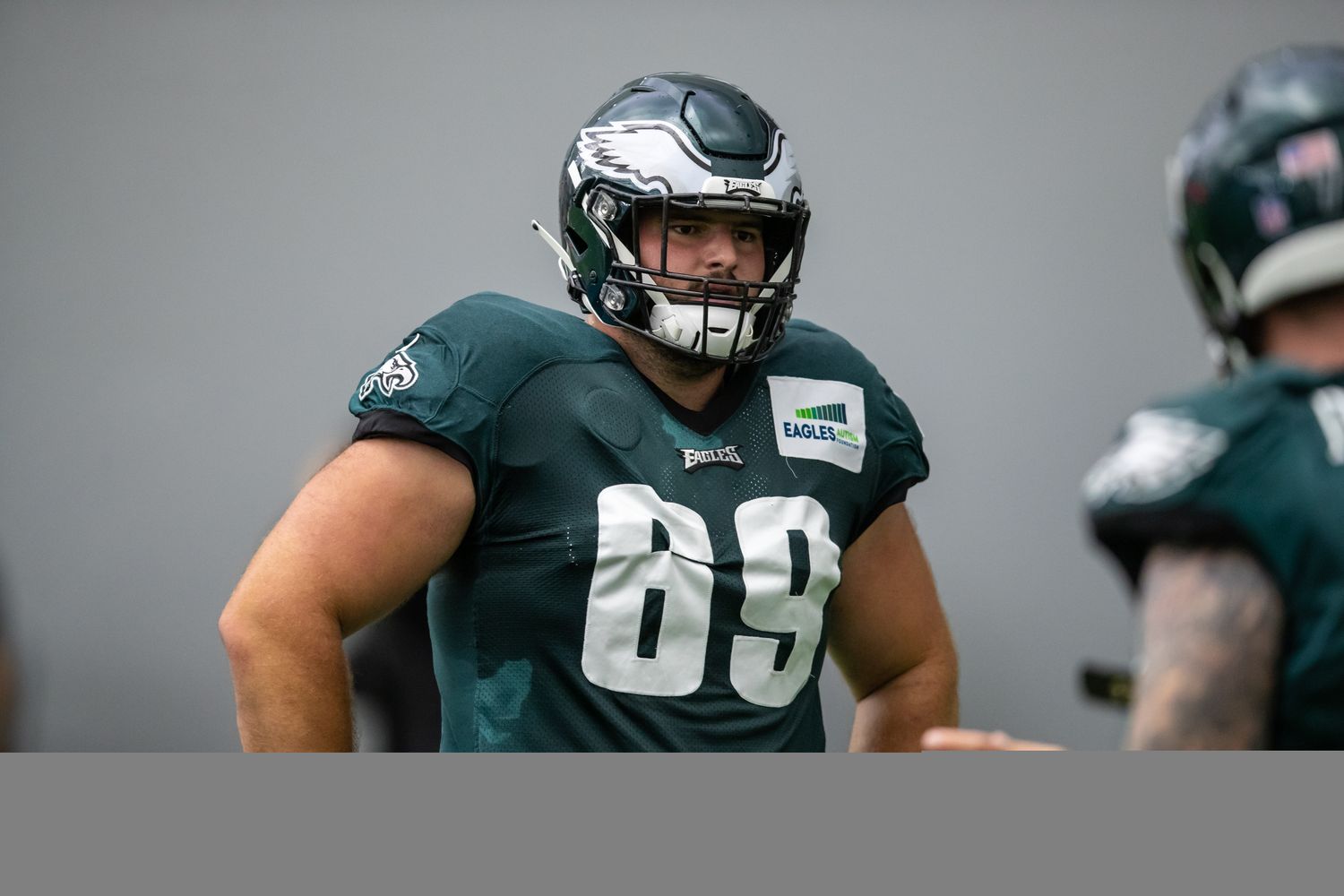 Rookie Landon Dickerson during practice on Sept. 23, 2021